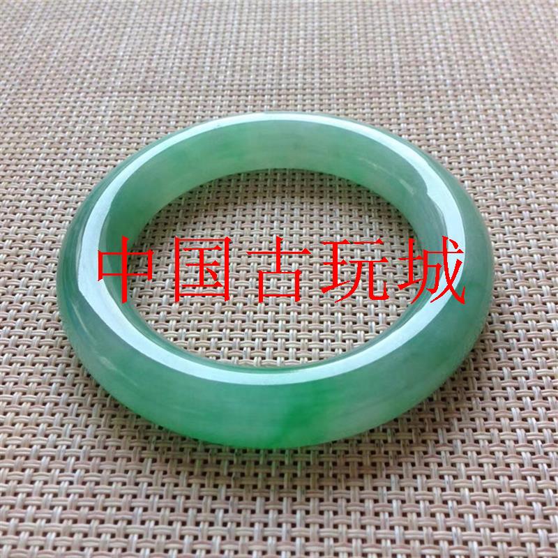 缅甸精选老坑翡翠色手镯冰糯种满绿圆条玉镯子苹果绿百搭高级女镯