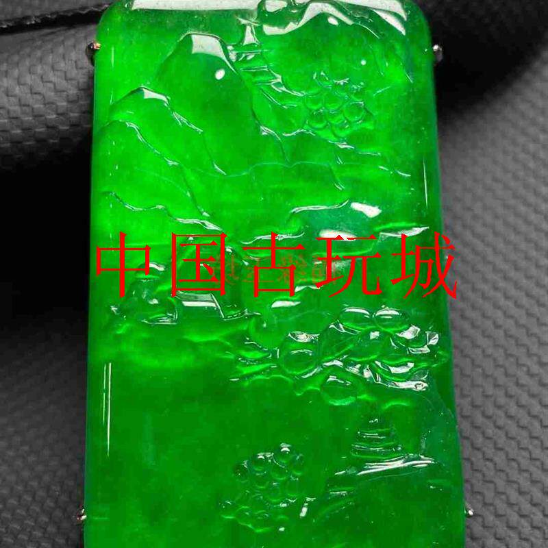 冰种翡翠色阳绿观音山水牌佛公平安无事牌葫芦男女款小福禄玉吊坠