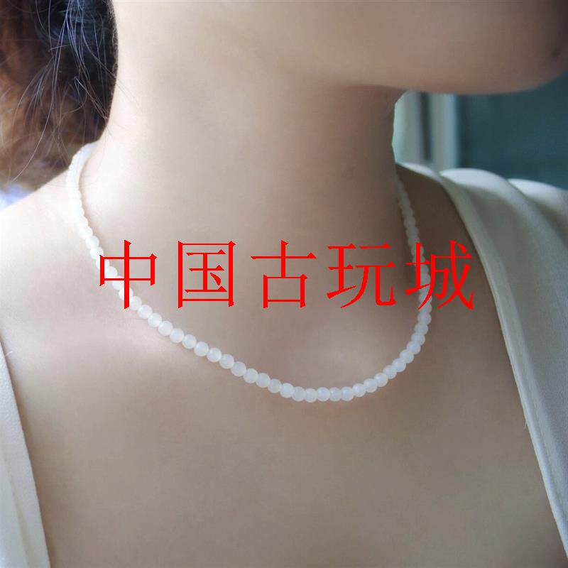白玉小米珠锁骨链羊脂玉国风项链