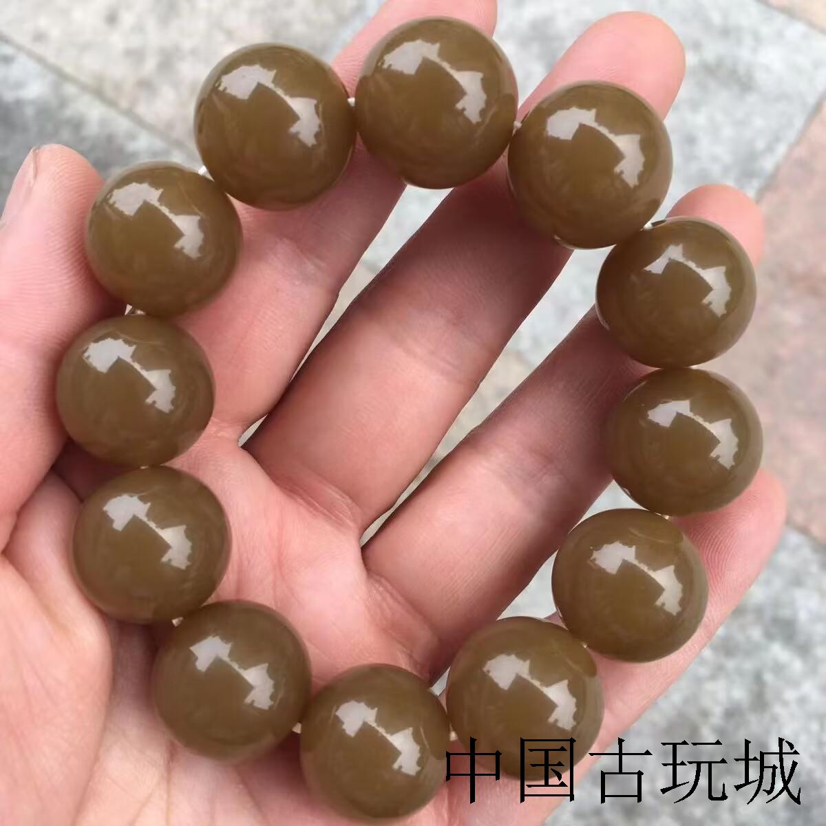 新疆且末糖玉珠圆玉润老型珠焦糖色佛珠手串高级感时尚百搭男女款