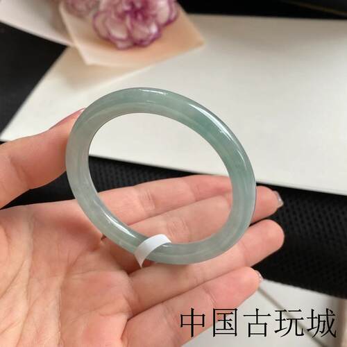 缅甸翡翠色手镯冰晴底白月光贵妃镯女款冰糯种飘花处理细圆条玉镯