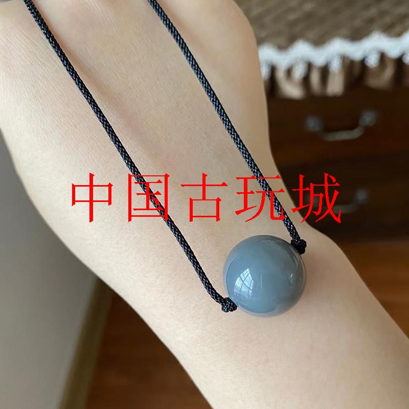精品缅甸老坑翡翠色圆珠项链吊坠烟灰紫路路通简约挂件锁骨链女款