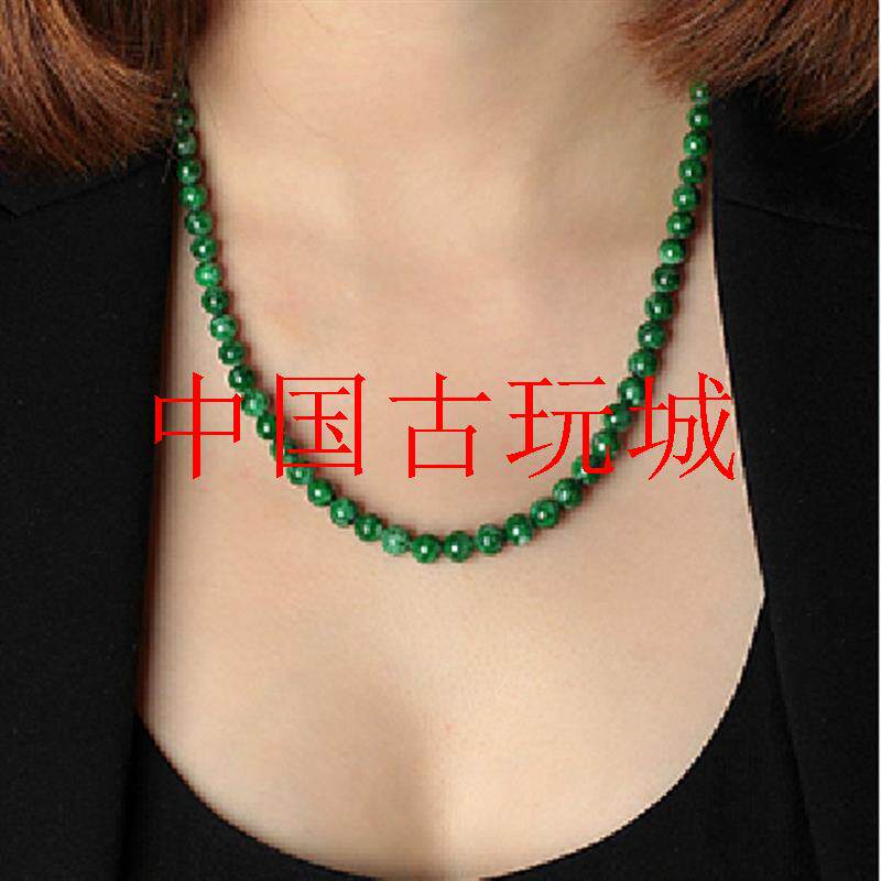 翡翠色满绿多圈手串男女款项链新款铁龙生辣绿珠子手链花青毛衣链