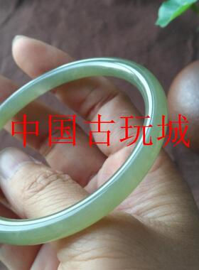 和田玉手镯细圆条美人镯湖水绿晴水手镯子青海料碧玉青白玉叮当镯