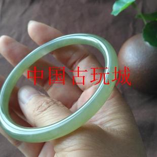 和田玉手镯细圆条美人镯湖水绿晴水手镯子青海料碧玉青白玉叮当镯