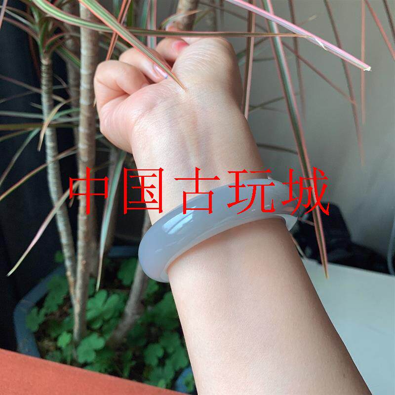 新疆和田玉手镯冰种烟灰烟紫色紫罗兰大小圈口高级感女款玉石处理