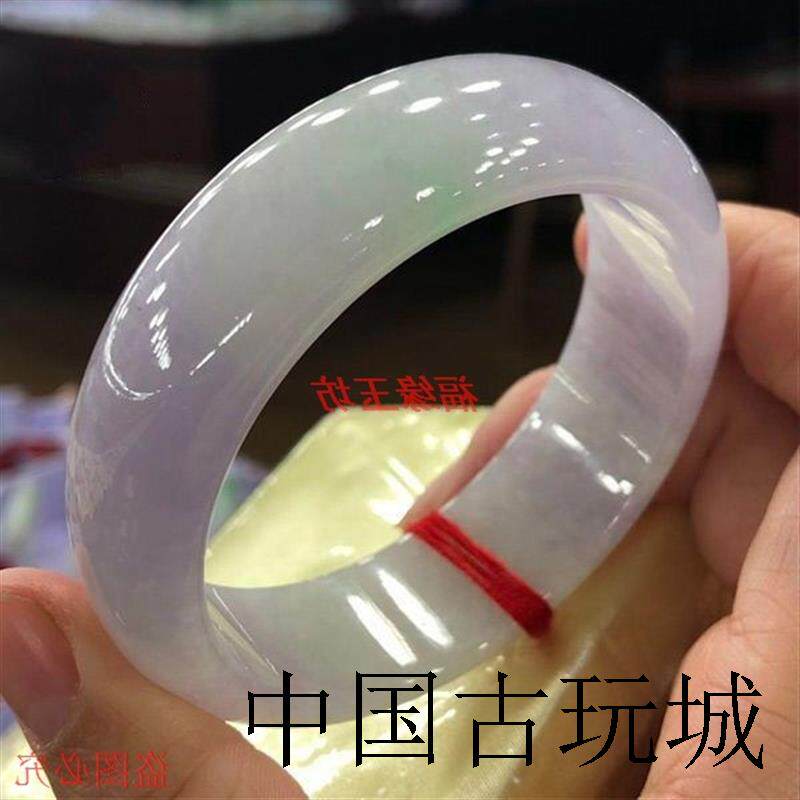 高端精品缅甸翡翠手镯女款冰糯种玉手镯紫罗兰淡绿春彩玉手镯送礼