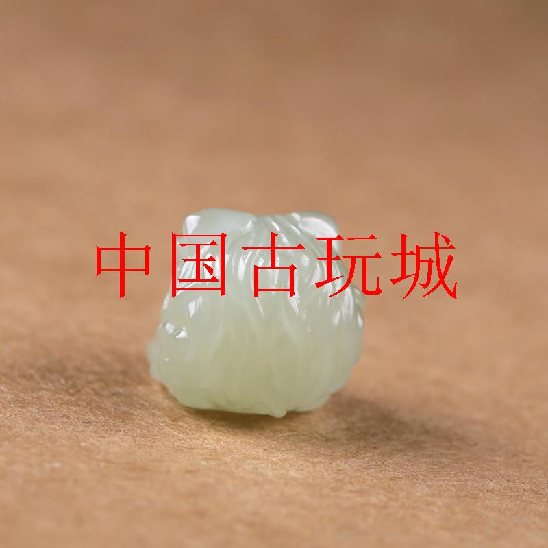 新疆和田玉国风瑞兽醒狮手机坠青白玉山料手链手串配饰品处理送礼