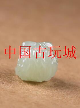 新疆和田玉国风瑞兽醒狮手机坠青白玉山料手链手串配饰品处理送礼