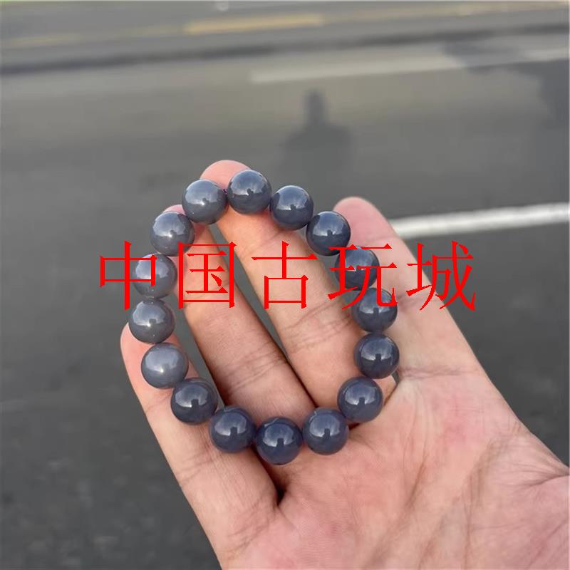 精品大颗粒和田玉烟紫色紫罗兰圆珠款手链女款玉石饰品送礼物处理