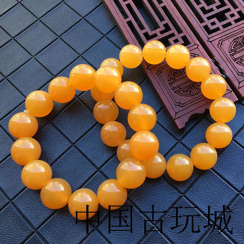 云南龙陵老料黄龙玉手链冰种鸡油黄高端玉石手串佛珠精品百搭手持