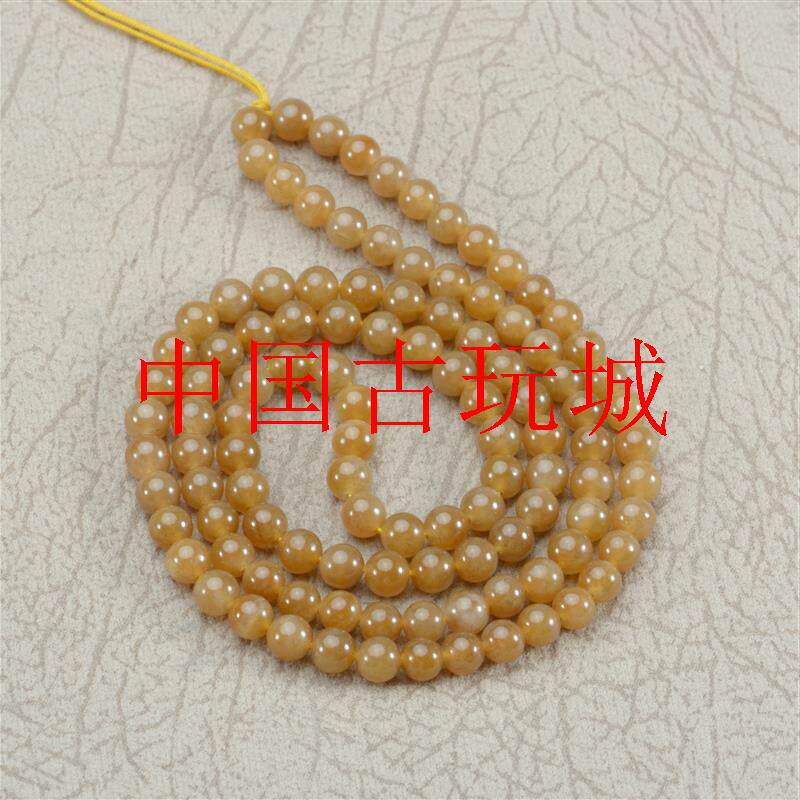 新疆和田玉焦糖色项链糖料108颗佛珠玉石项链女款和田玉吊坠挂链