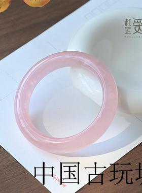 粉水晶手镯高端马达加斯加粉晶镯子冰种果冻粉色芙蓉石镯少女手饰