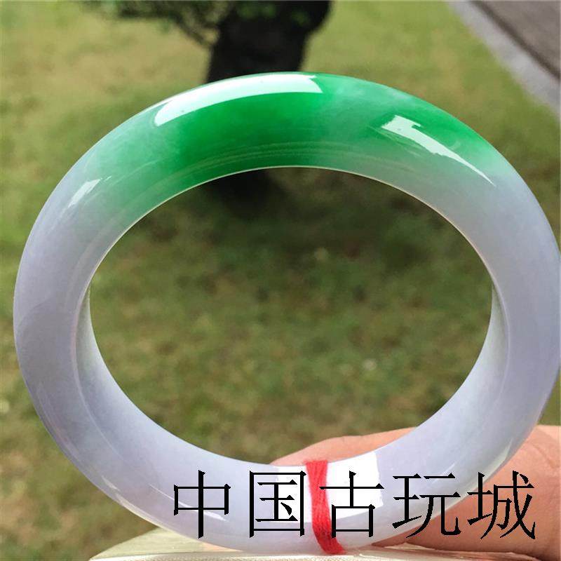 手镯女缅甸高端翡翠色玉石飘花冰糯种帝王绿满绿阳绿圆条贵妃玉镯