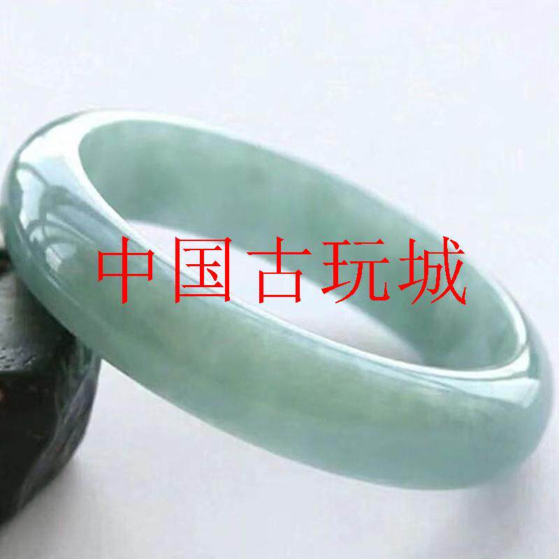 老坑翠玉手镯冰糯种油青玉镯子精品浅绿色平安镯扁条贵妃手镯女款