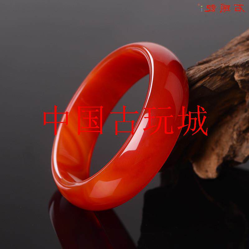 天然正品玉镯子巴西红玛瑙手镯女少女加宽版窄版红色旺夫真玉手镯