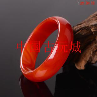 天然正品玉镯子巴西红玛瑙手镯女少女加宽版窄版红色旺夫真玉手镯
