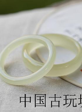 高端青白玉手镯女圆条少女冰种精品阿富汗玉镯子年轻款冰透浅绿色