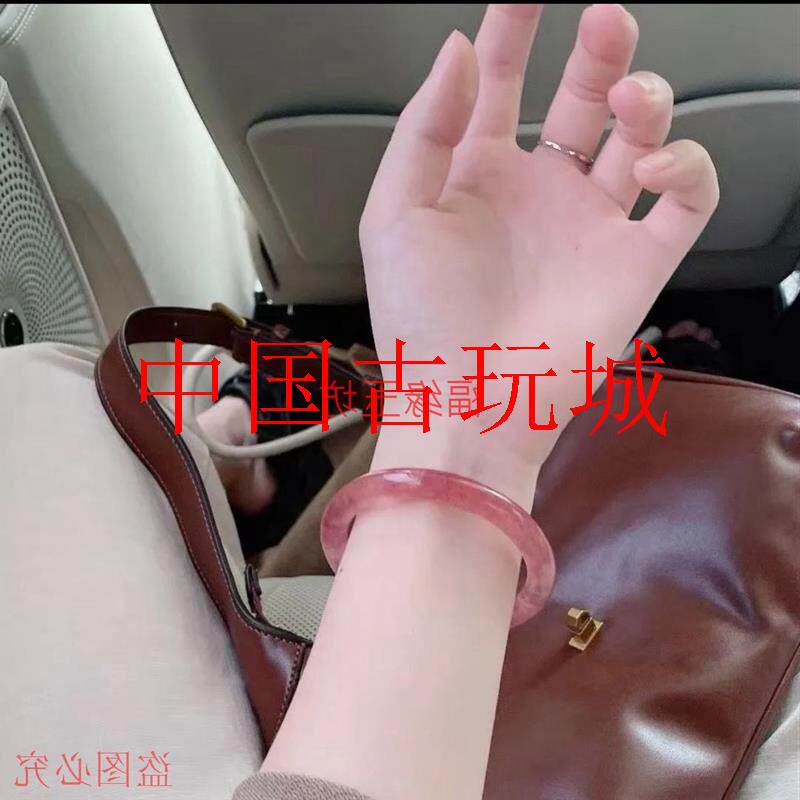 草莓水晶手镯星空鸽血红纯细圆条