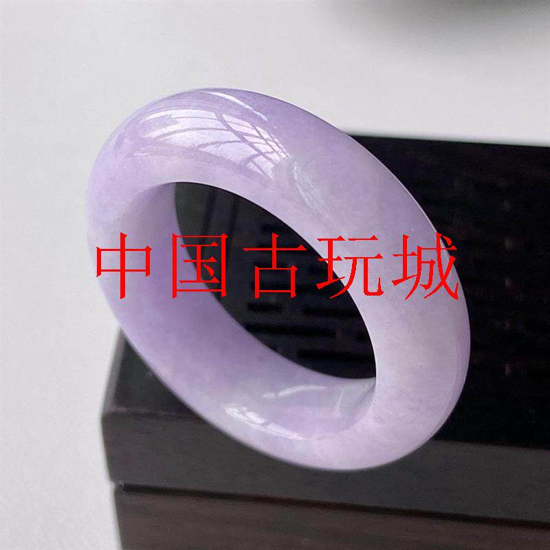 缅甸老坑翡翠色冰糯种紫罗兰戒圈满紫色戒指男女款百搭玉指环扳指