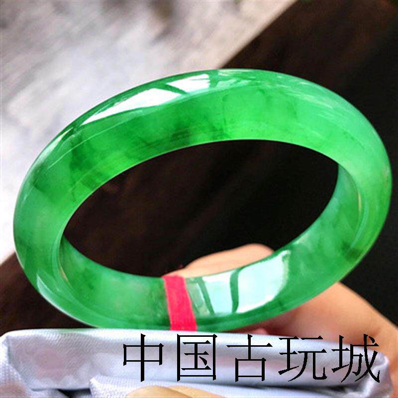 缅甸翡翠色珠宝玉石镯飘花玉浅绿玉镯子冰种冰糯种女款未镶嵌手镯