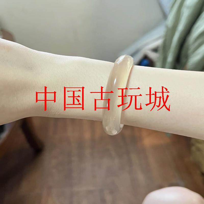 精品玛瑙手镯冰透白玉髓白月光香槟金荔枝冻高冰种玛瑙手镯子送礼