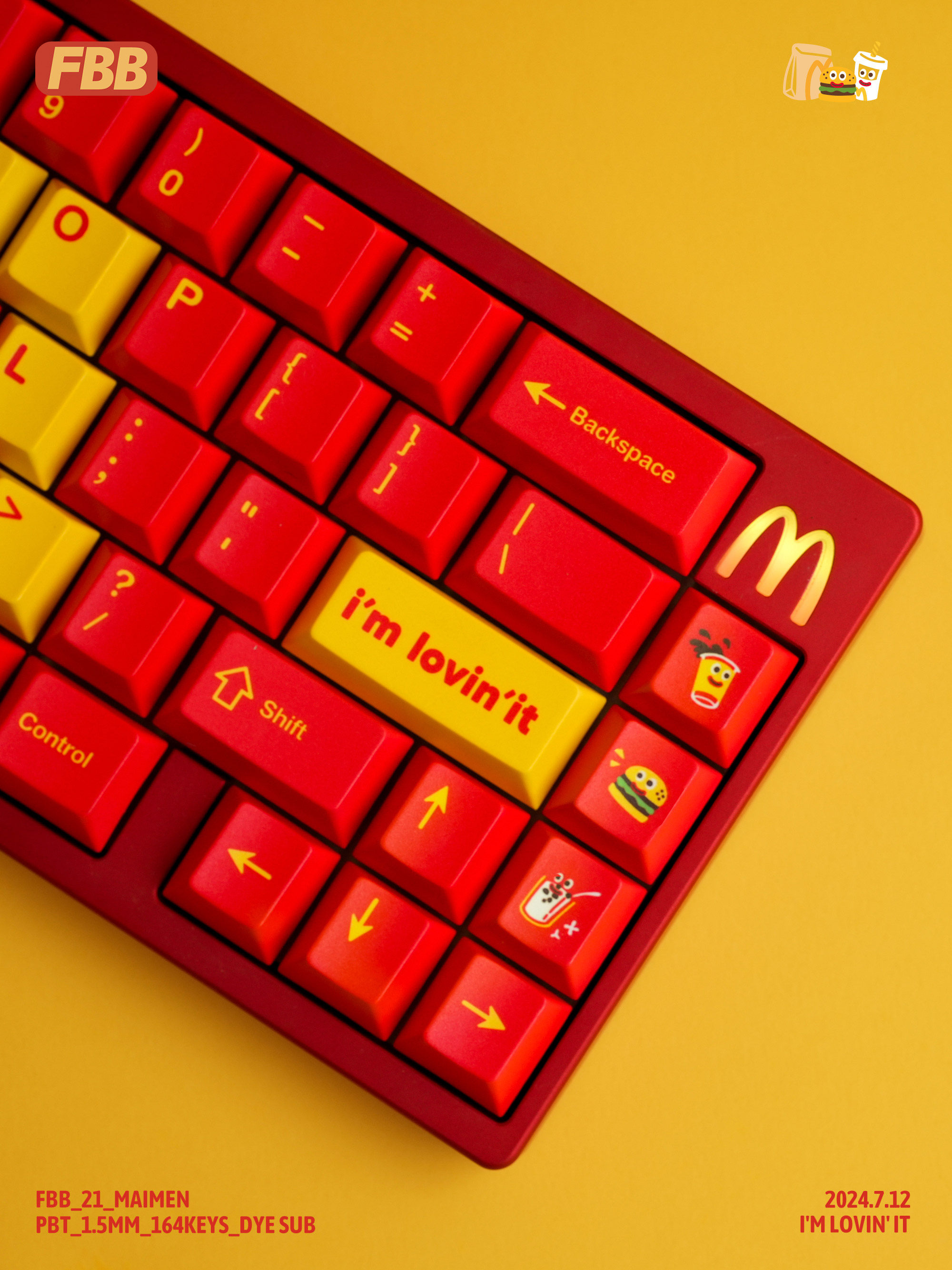 FBB ORIGINAL KEYCAPS MCMEN FOREVER PBT SUBLIMATION CUSTOMIZED MECHANICAL KEYBOARD PERSONALITY RED MCDONALDS PERIPHERALS