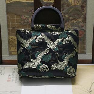 复古织锦实木手提包 中式单肩斜挎旗袍宴会民族风包女 灵莲原创