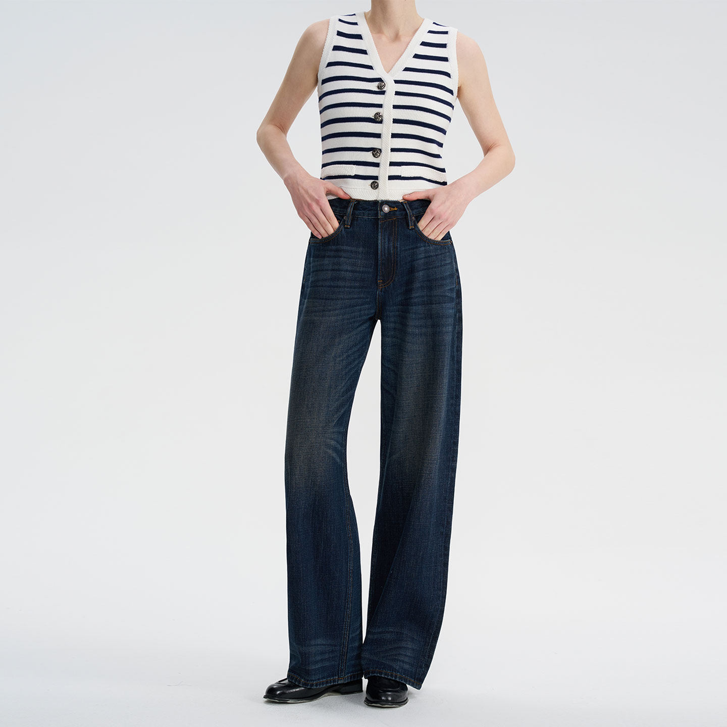 Fluce高腰直筒牛仔裤女2026春季新款高端通勤显瘦遮肉烟管长裤子,女装/女士精品,牛仔裤,淘宝优惠券,粉丝福利购,淘宝优惠卷