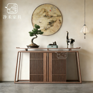 宋氏美学玄关桌供台桌入户门条案桌端景台禅意新中式窄条桌白蜡木