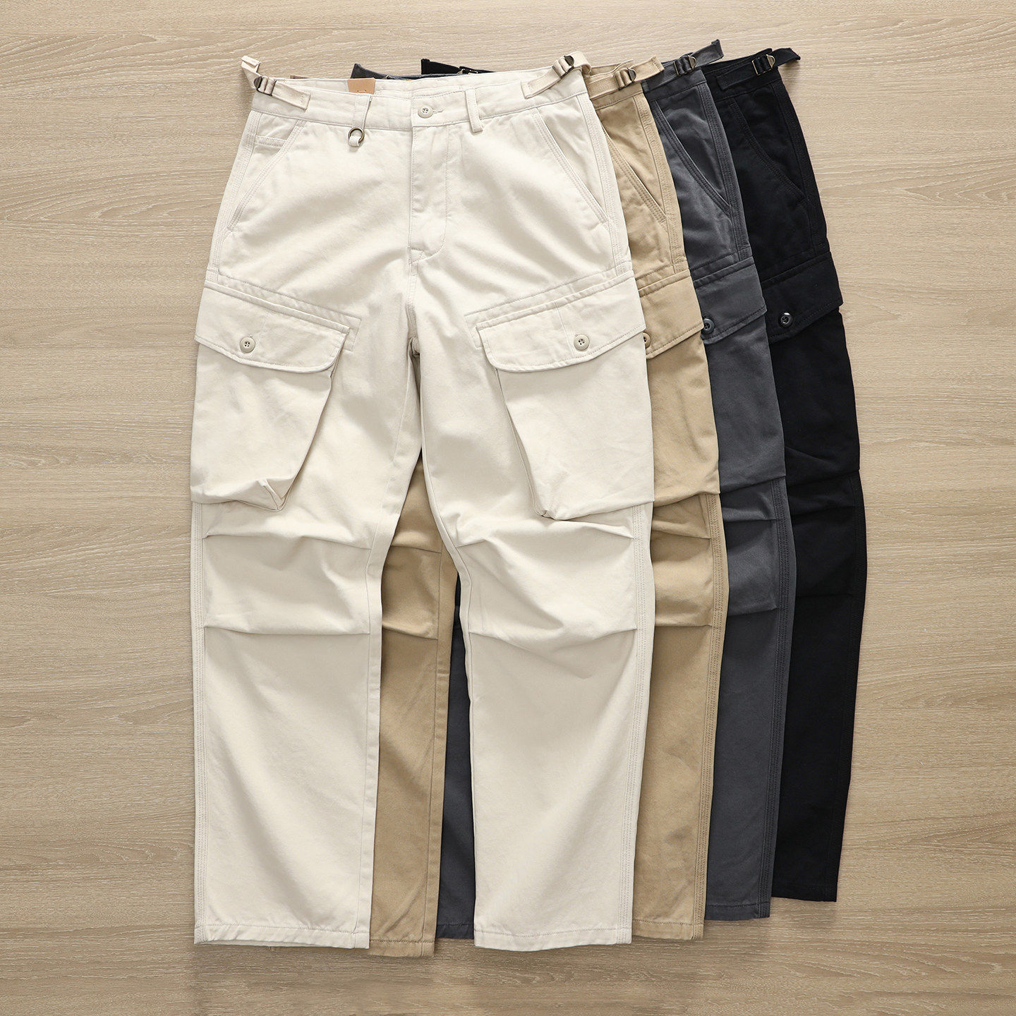 原创高端美式复古重磅水洗厚实口袋工装裤男秋冬微宽松直筒休闲裤