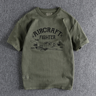 代购硬汉高克重复古字母军事风印花短袖T恤男 夏季美式潮流半袖