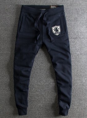 2023新款春秋毛圈卫裤男收口束脚灰色运动ins抽绳哈伦裤修身小脚