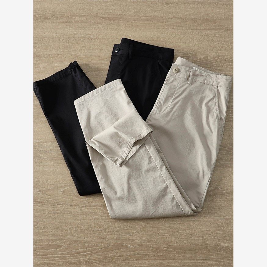 高端夏季超薄款九分裤休闲裤男士微宽松小直筒舒适透气微弹力裤子