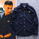 衬衫 代购 长袖 余文乐修身 男牛津纺字母纯棉休闲衬衣青年 潮牌秋冬季