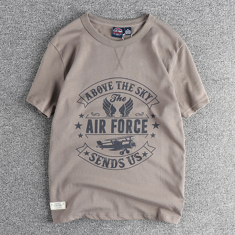 阿美咔叽半袖T恤重磅棉军事青年