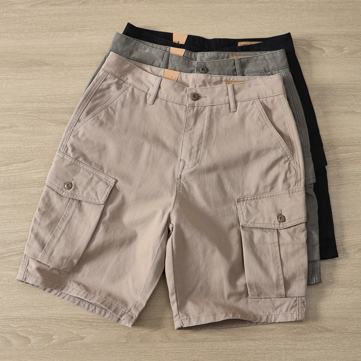 美式潮流重磅水洗复古工装短裤男