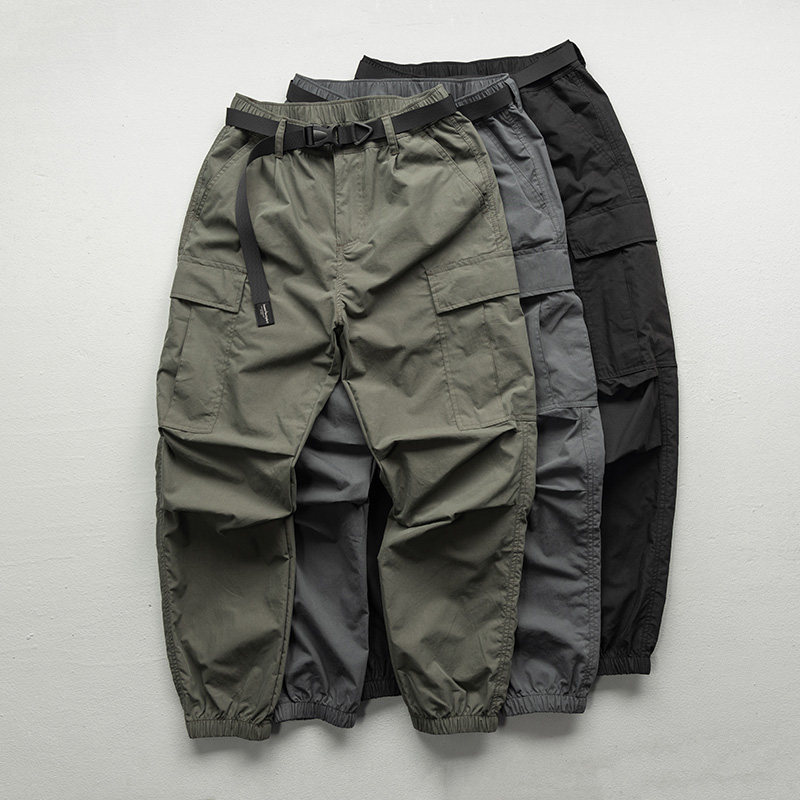 2026春秋全棉多口袋工装裤男日系复古宽松束脚裤阔腿休闲长裤