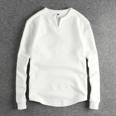 个性小V领美式长袖打底衫卫衣