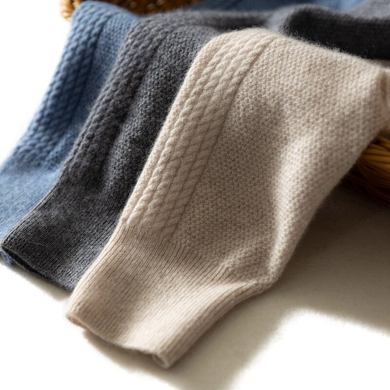 100% 순수 캐시미어 스웨터 남성용 터틀넥 니트 스웨터 가을 봄 트위스트 가디건 젊은 스타일 두꺼워지고 따뜻함