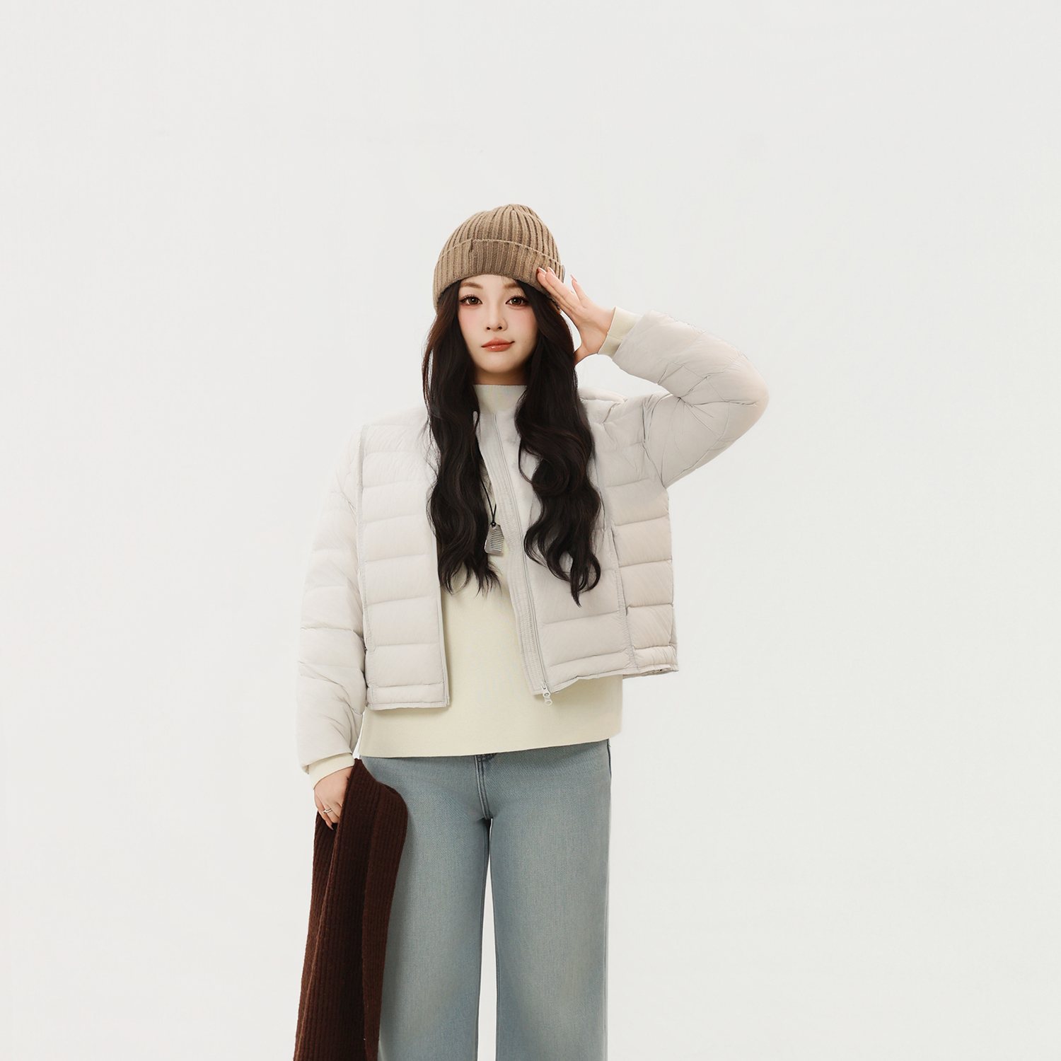 排骨羽绒服冬小个子短款圆领外套