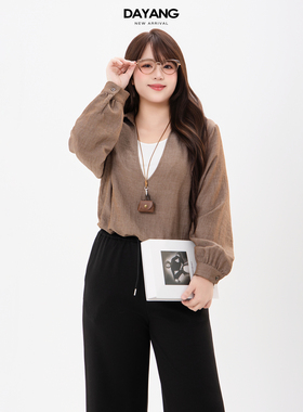 120斤的大杨 胖mm设计感衬衣背心拼接撞色假两件上衣早秋宽松长袖