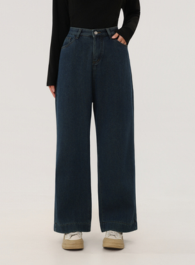 120斤的大杨 小个子杏色加绒牛仔阔腿裤女秋冬大码胖MM直筒休闲裤