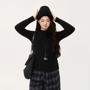 120斤的大杨 胖mm大码简约纯色半高领打底衫女秋冬小个子内搭上衣