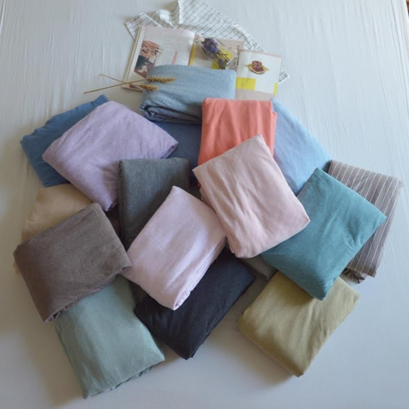 日式无印简约良品针织棉双人床笠