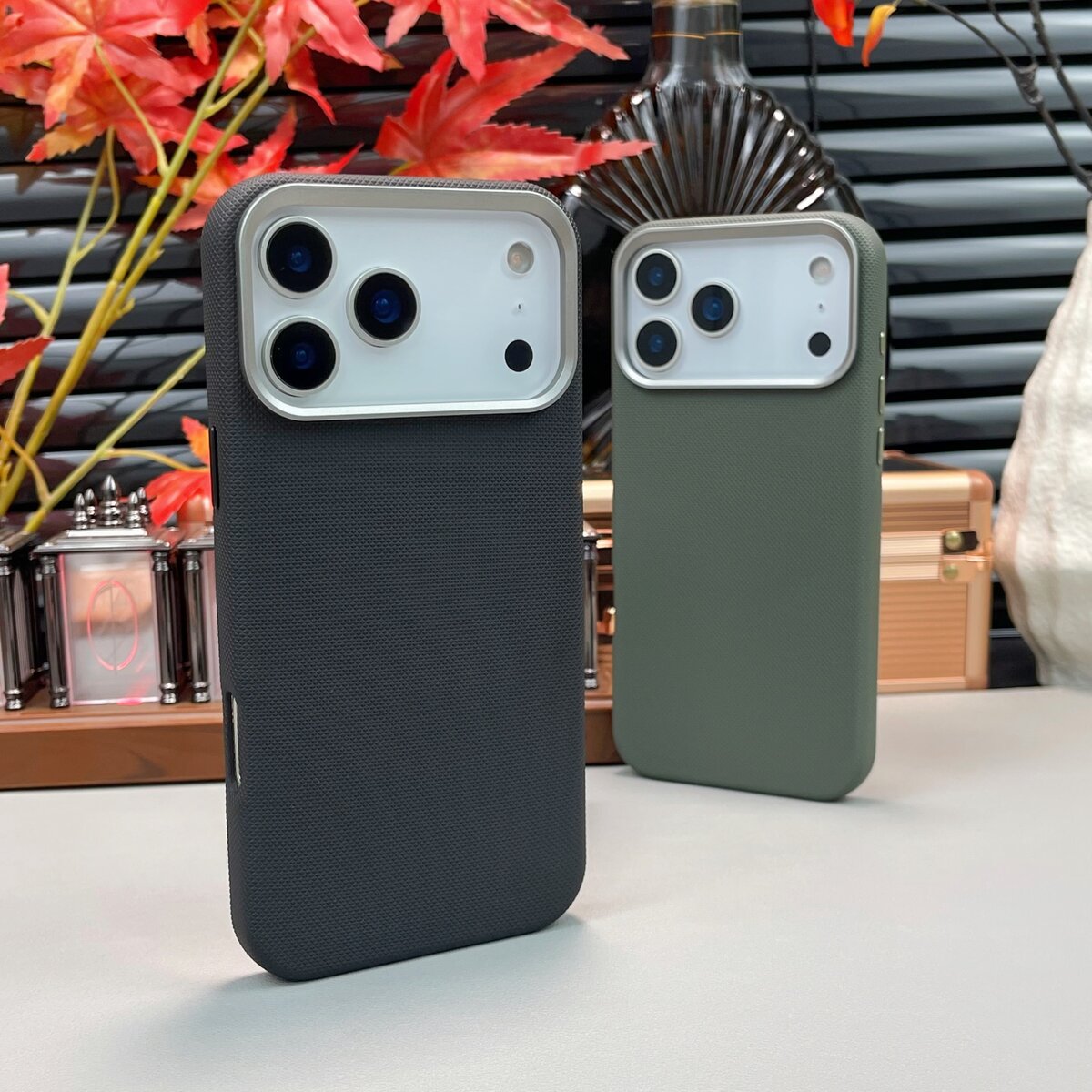 钻纹皮革磁吸苹果17Pro手机壳