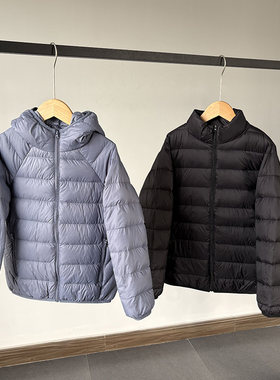 一等童品130-170中大童轻薄羽绒服 男童纯色冬季学生立领保暖外套