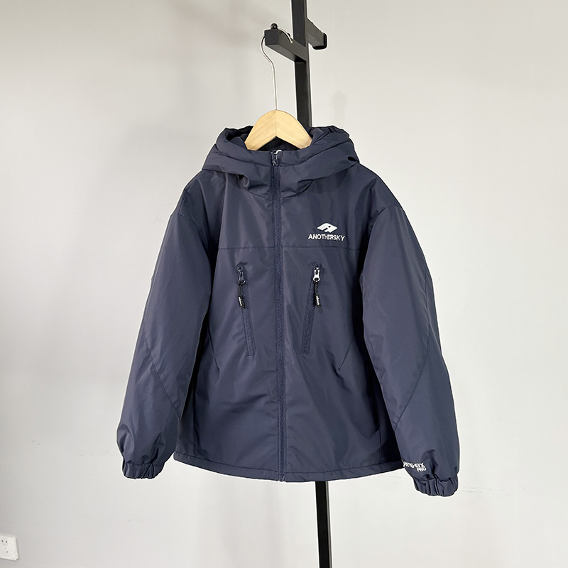 一等童品130-180夹薄棉中大男童秋冬装冲锋衣防风雨连帽保暖外套