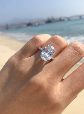 深圳旭佳跨境外贸批发奢华鸽子蛋5克拉钻石鸽子蛋戒指女时尚高级