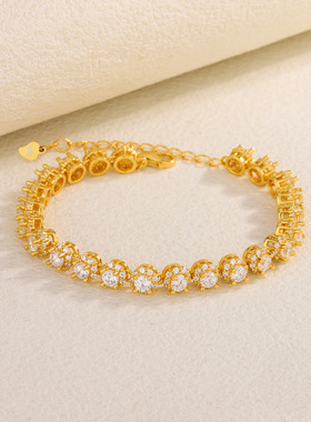 深圳旭佳S925纯银单排满钻轻奢手链欧美跨境热销时尚满圈圆锆石